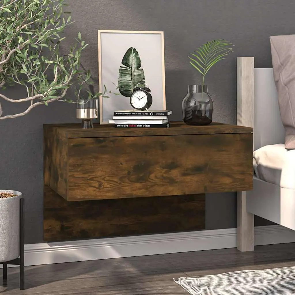 Wall-mounted Bedside Cabinets Set of 2 Floating Storage Shelves Brown