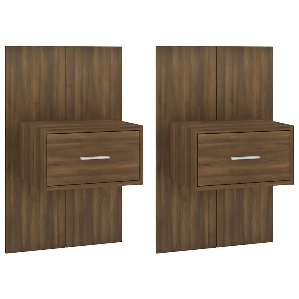 Wall-Mounted Bedside Cabinets 2 pcs Brown Oak Floating Storage Bedroom