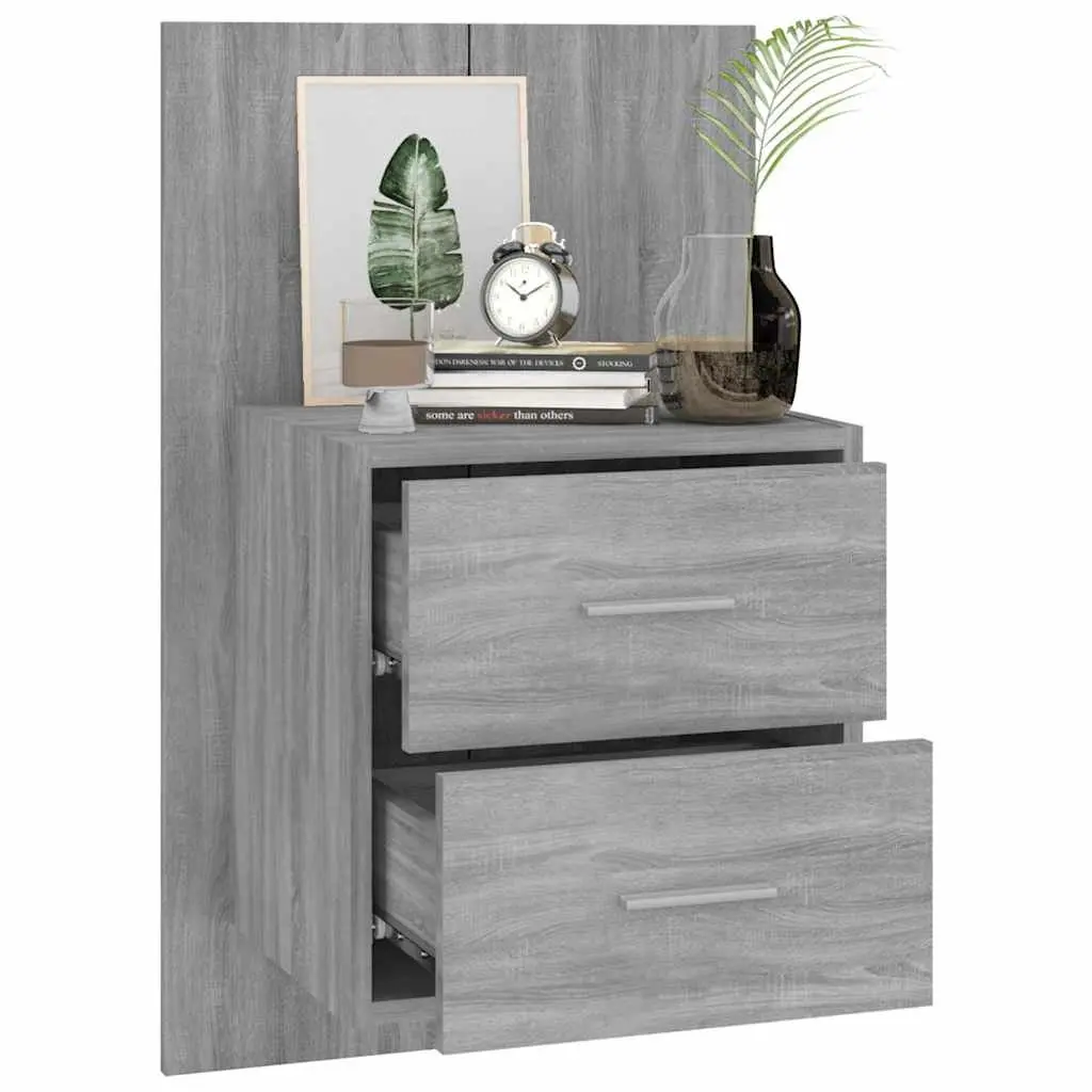 Grey Sonoma Wall-mounted Bedside Cabinet