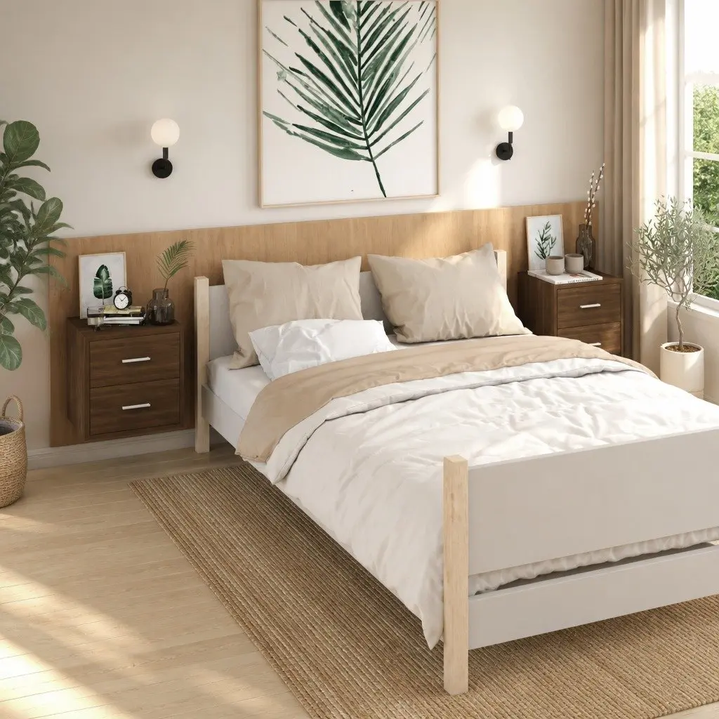 Brown Oak Wall-mounted Cabinets, 2 pcs
