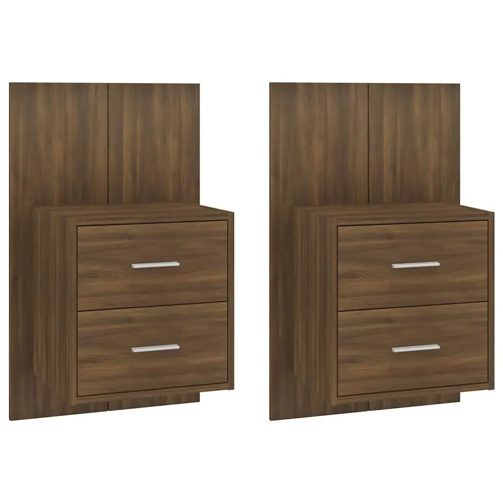Brown Oak Wall-mounted Cabinets, 2 pcs