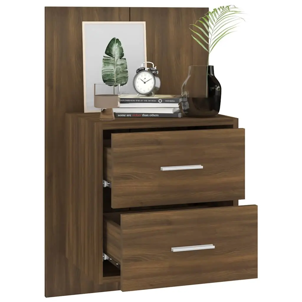 Brown Oak Wall-mounted Cabinets, 2 pcs