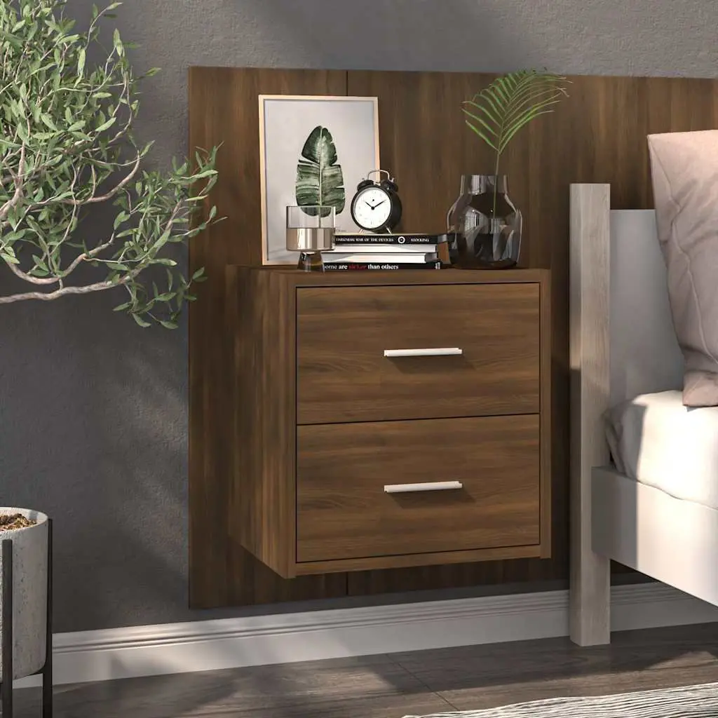 Brown Oak Wall-mounted Cabinets, 2 pcs