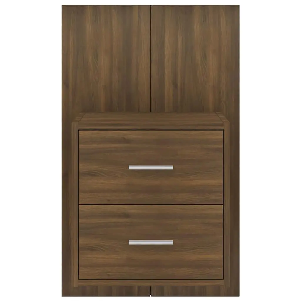 Brown Oak Wall-mounted Cabinets, 2 pcs