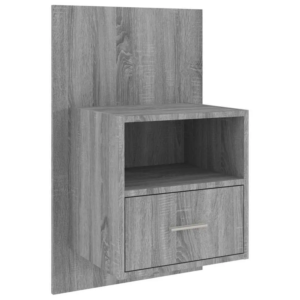 Grey Wall-Mounted Bedside Cabinet
