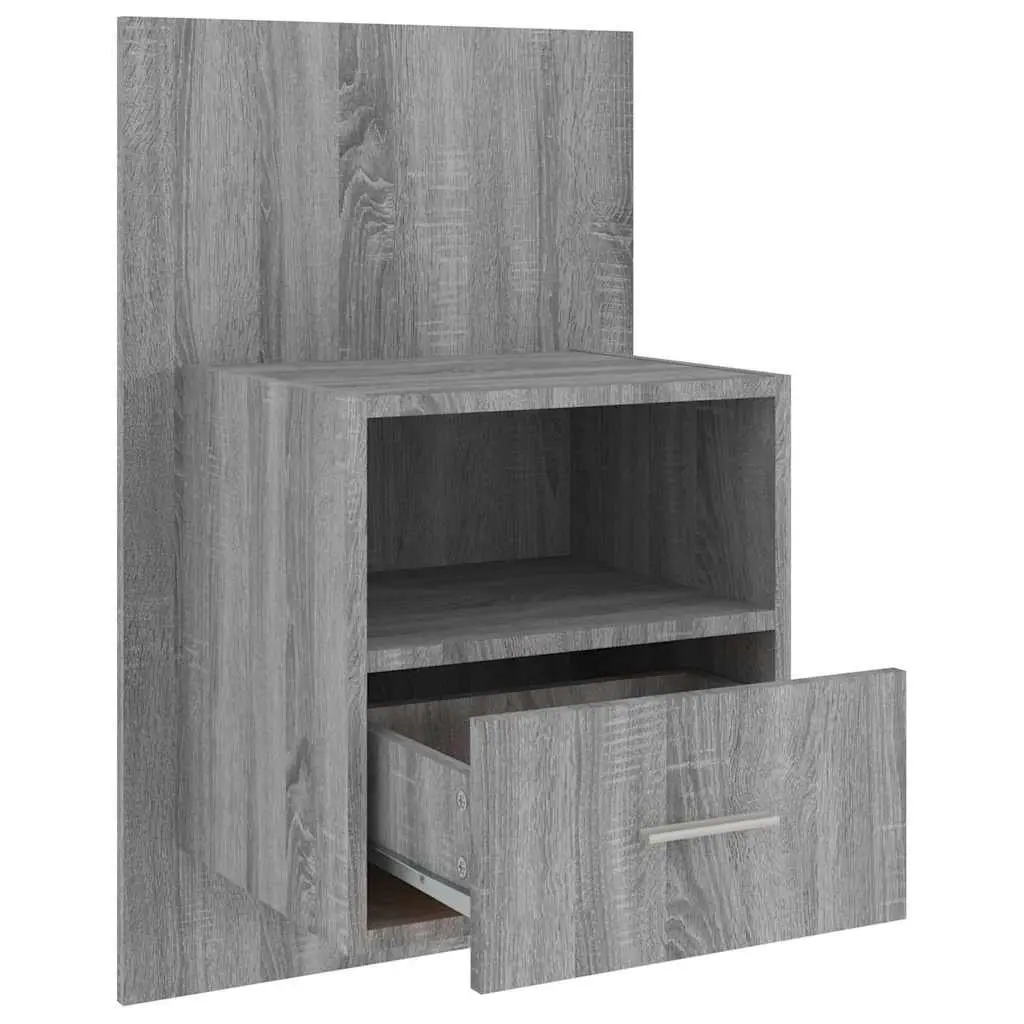 Grey Wall-Mounted Bedside Cabinet