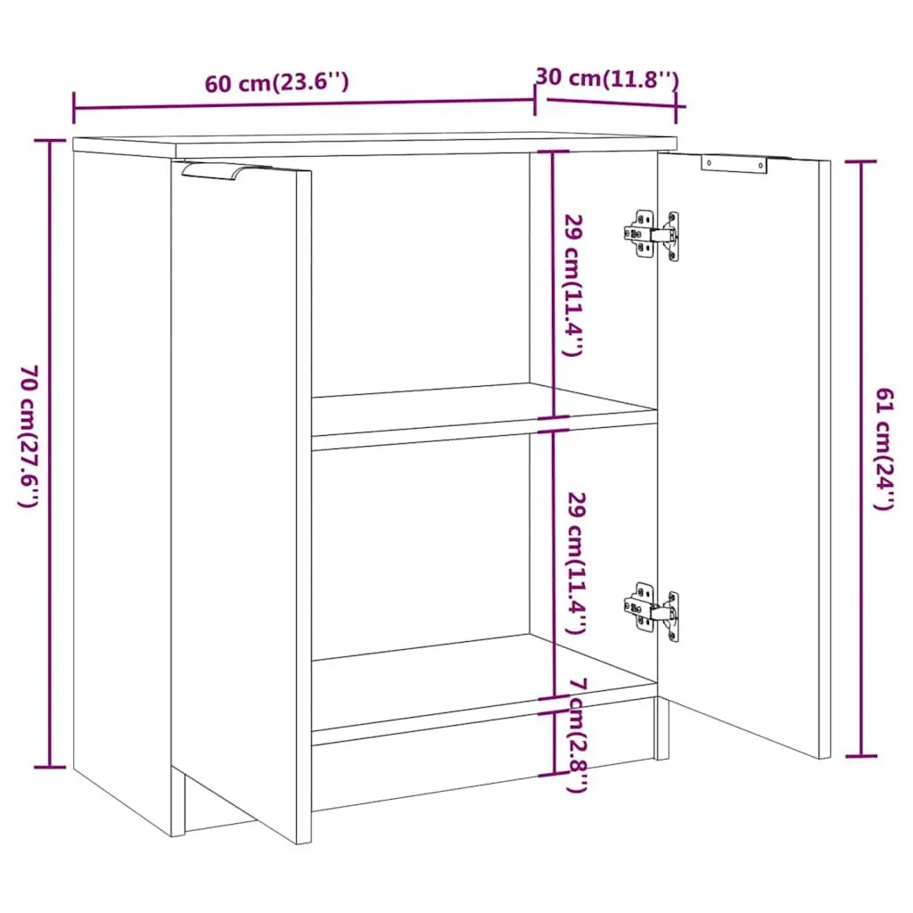 Sideboard Brown Engineered Wood Cabinet Storage Furniture 60x30x70 cm Display