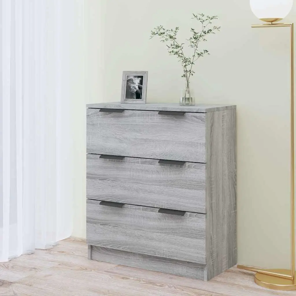 Sideboard Storage Cabinet for Lounge Dining Room Grey 60x30x70cm Engineered Wood 3 Drawers