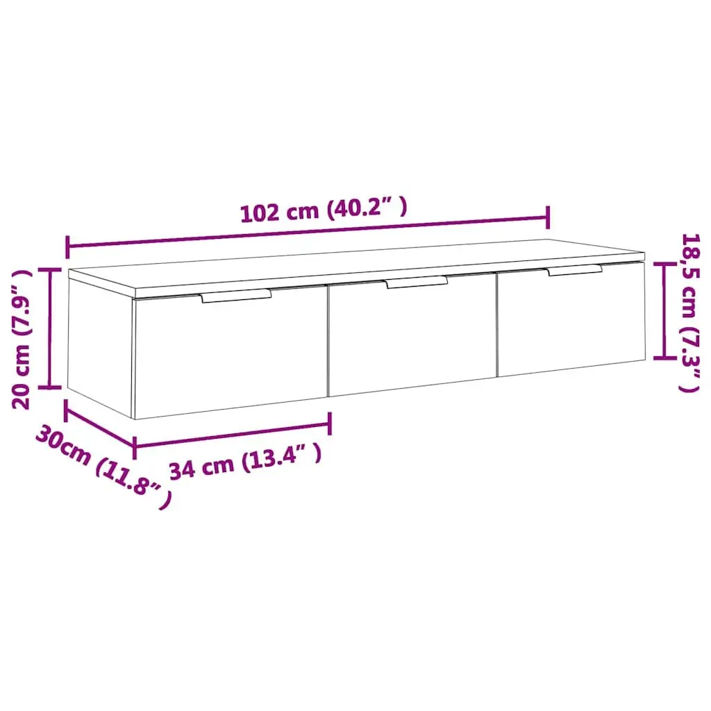 Wall Cabinet Floating Shelf Engineered Wood 102x30x20cm