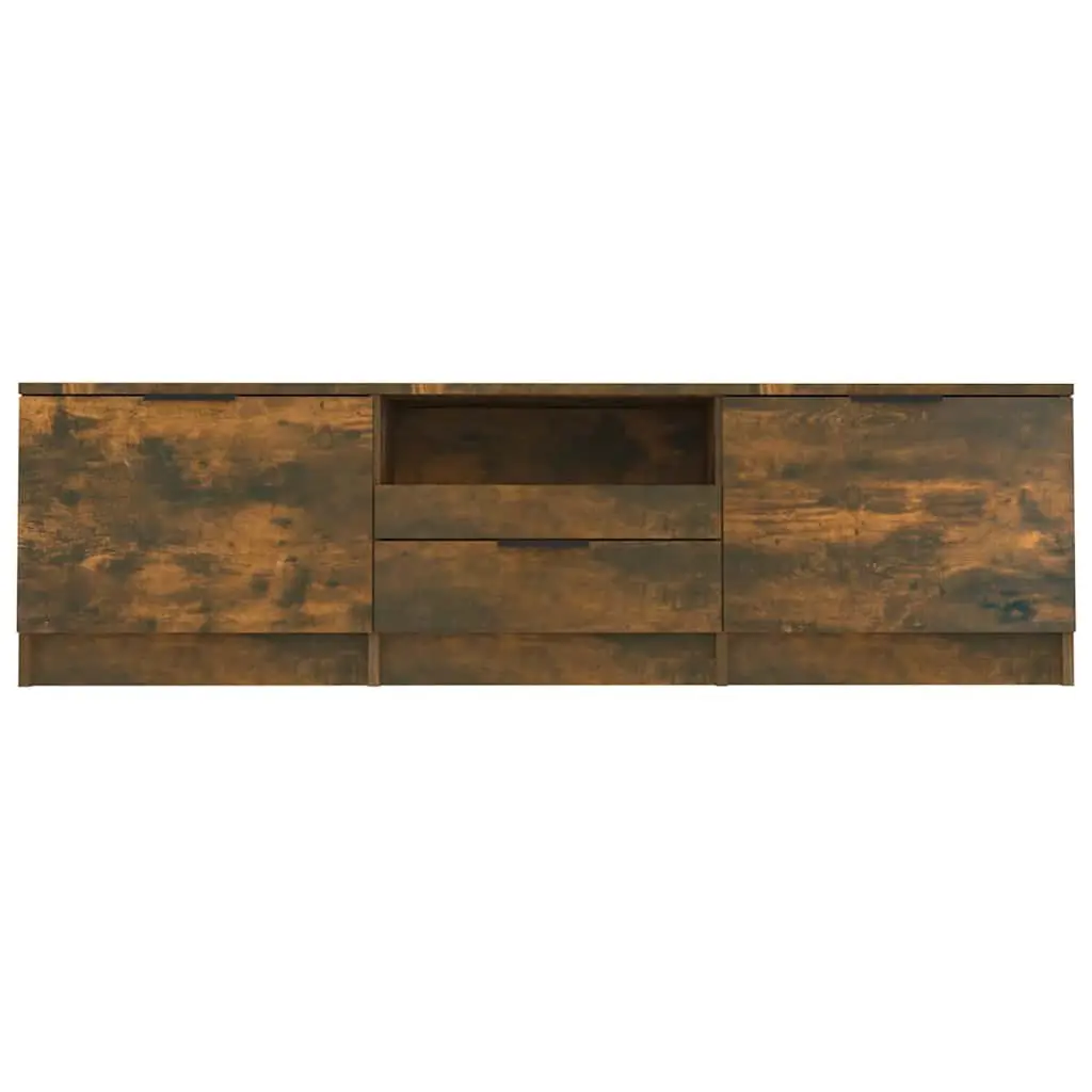 TV Cabinet Unit Brown Engineered Wood Storage Compartments Drawer Organiser