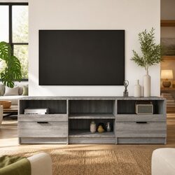 TV Cabinet Grey Sonoma - Engineered Wood Unit 150x33.5x45cm