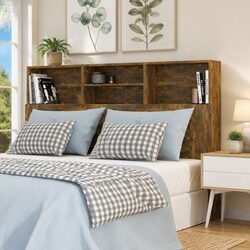 160cm Brown Engineered Wood Headboard Cabinet