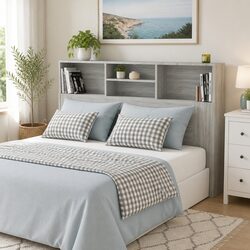 Headboard Cabinet Grey Sonoma 160cm Engineered Wood