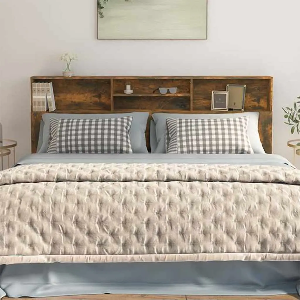 Headboard Cabinet Storage Wall-Mounted Bedroom Organiser 200 cm Brown