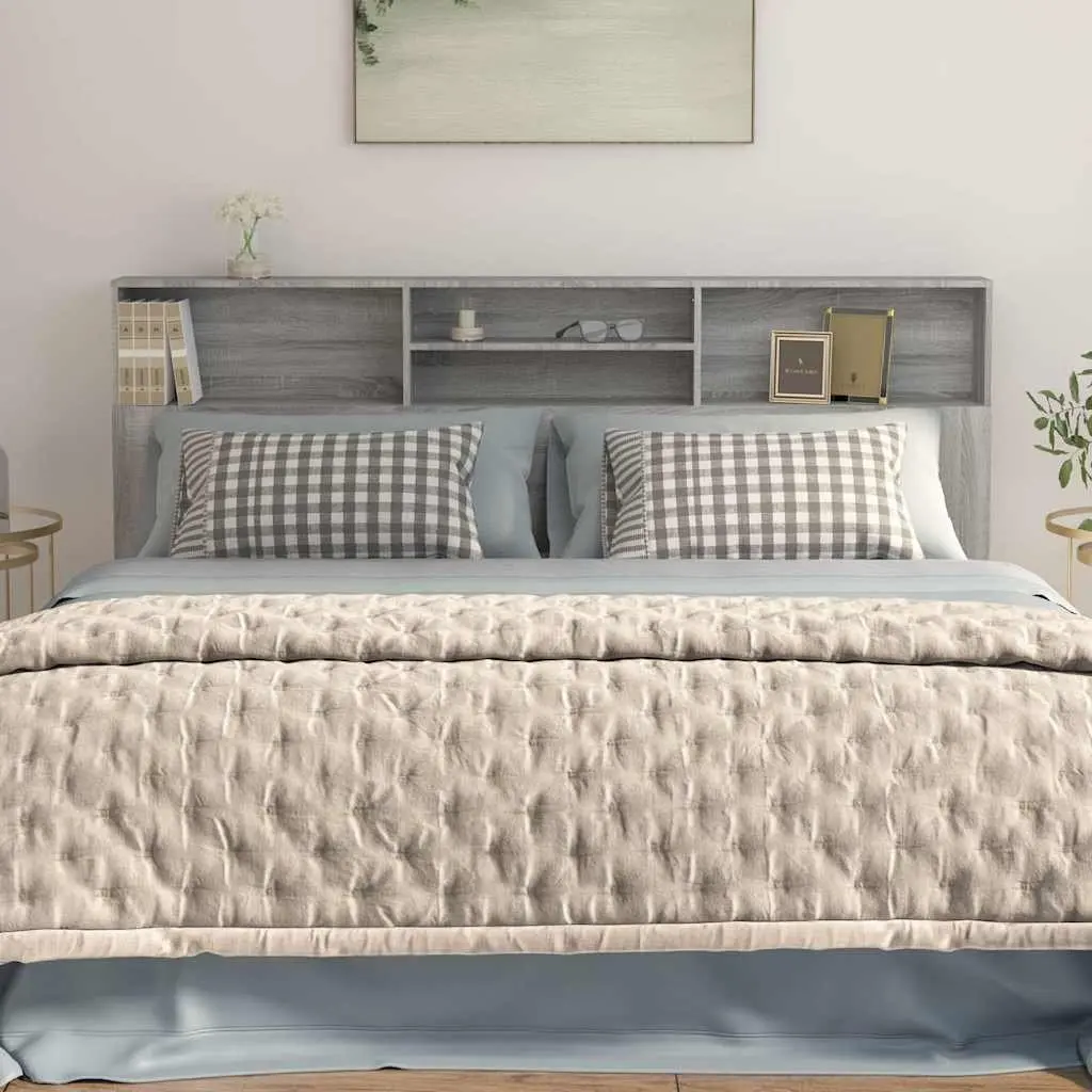 Grey 200cm Headboard Cabinet for Storage