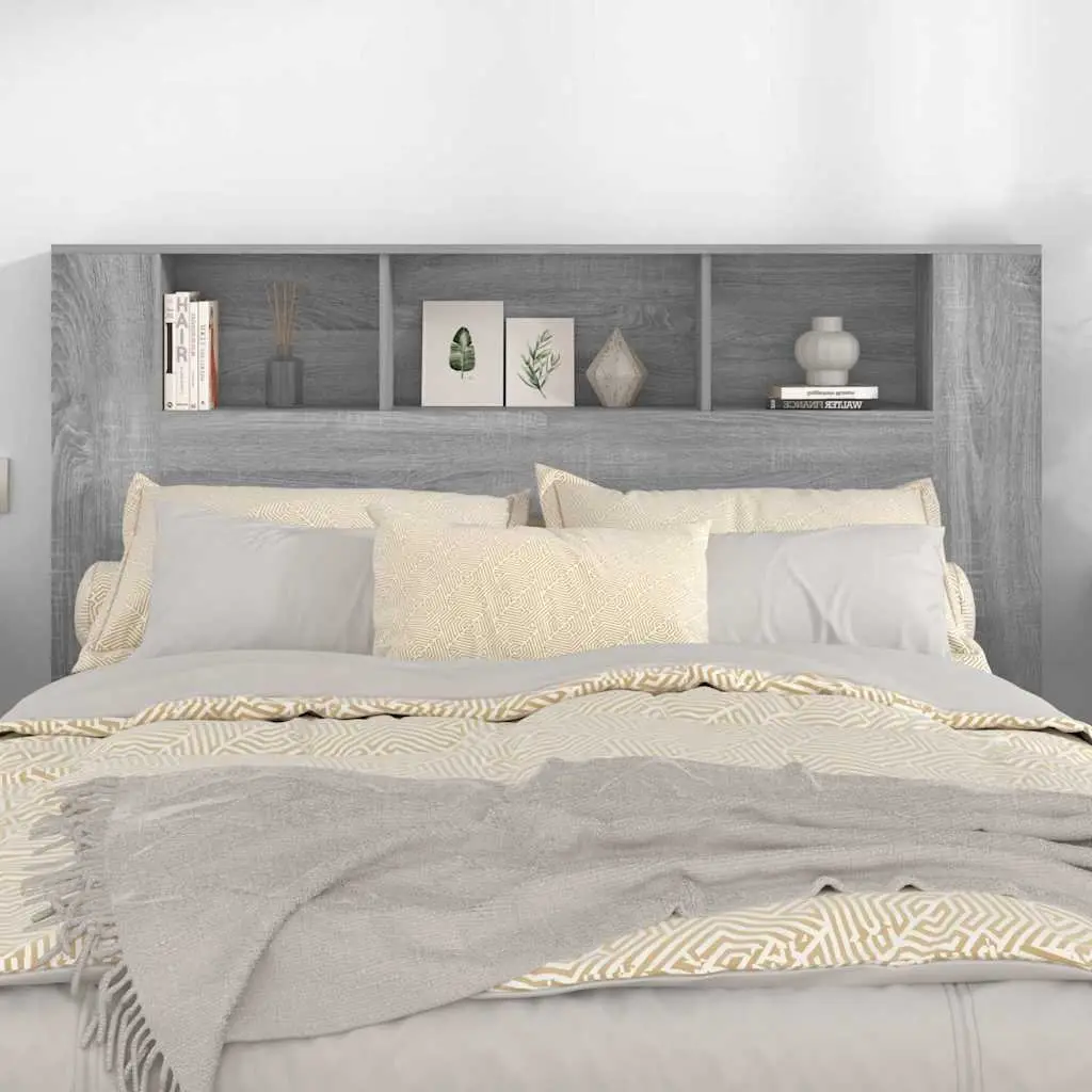 Headboard Cabinet with Grey Finish