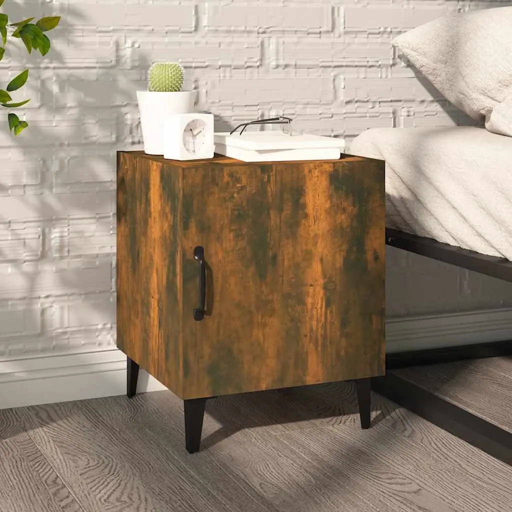 Bedside Cabinets Bedroom Storage Organizer 2 Pieces Brown Engineered Wood
