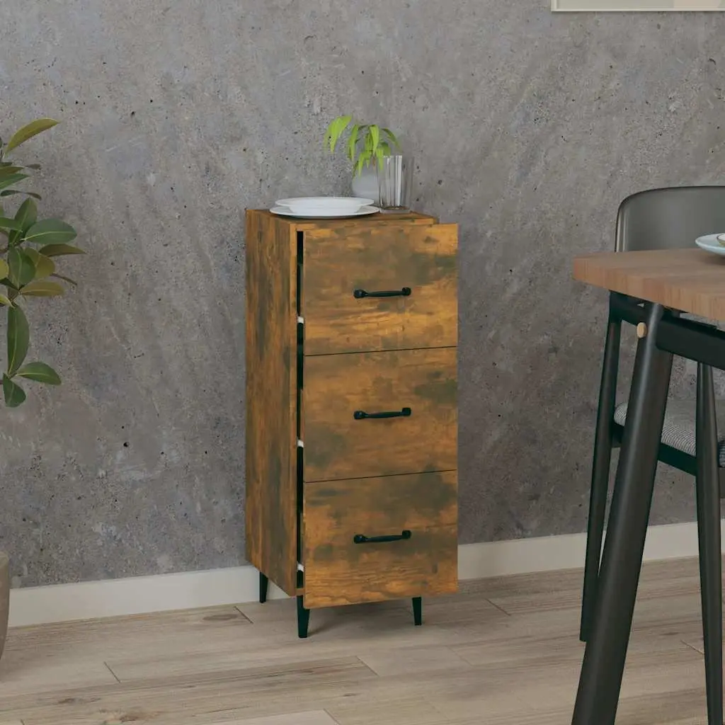 Brown Engineered Wood Sideboard with Storage Drawers