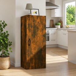 Hanging Wall Cabinet Specs: 34.5x34x90 cm, Brown, Engineered Wood