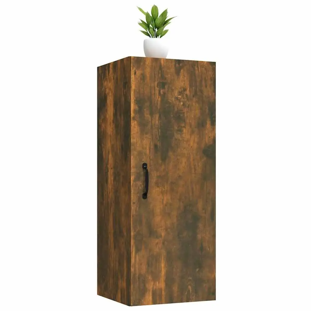 Hanging Wall Cabinet Storage Organizer Living Room Bedroom Brown Engineered Wood 34.5x34x90 cm
