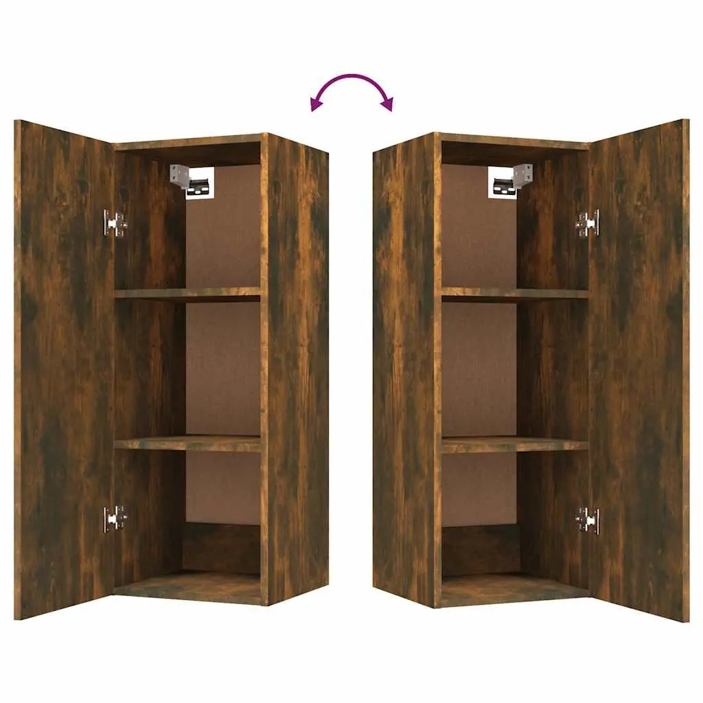 Hanging Wall Cabinet Storage Organizer Living Room Bedroom Brown Engineered Wood 34.5x34x90 cm