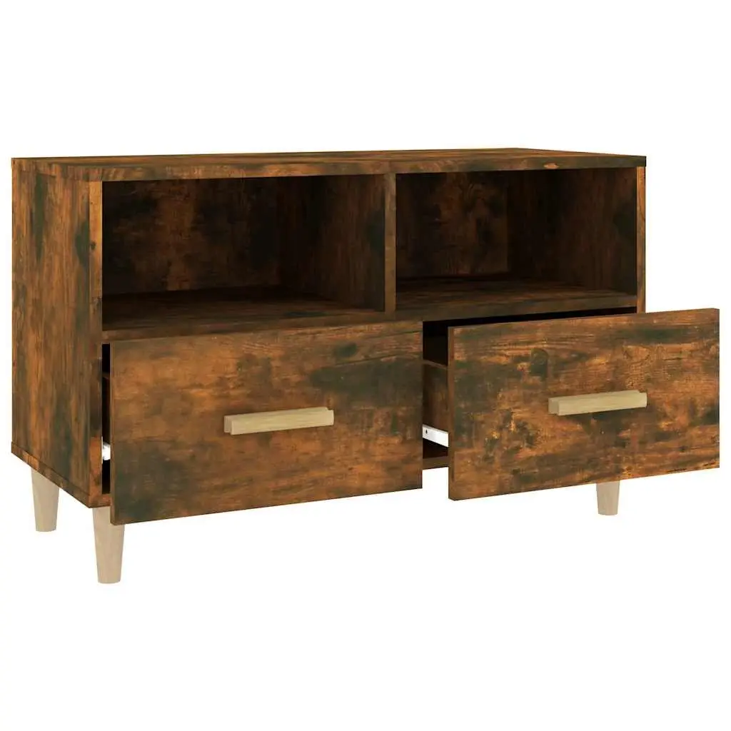 TV Cabinet Living Room Engineered Wood Smoked Oak 80x36x50cm