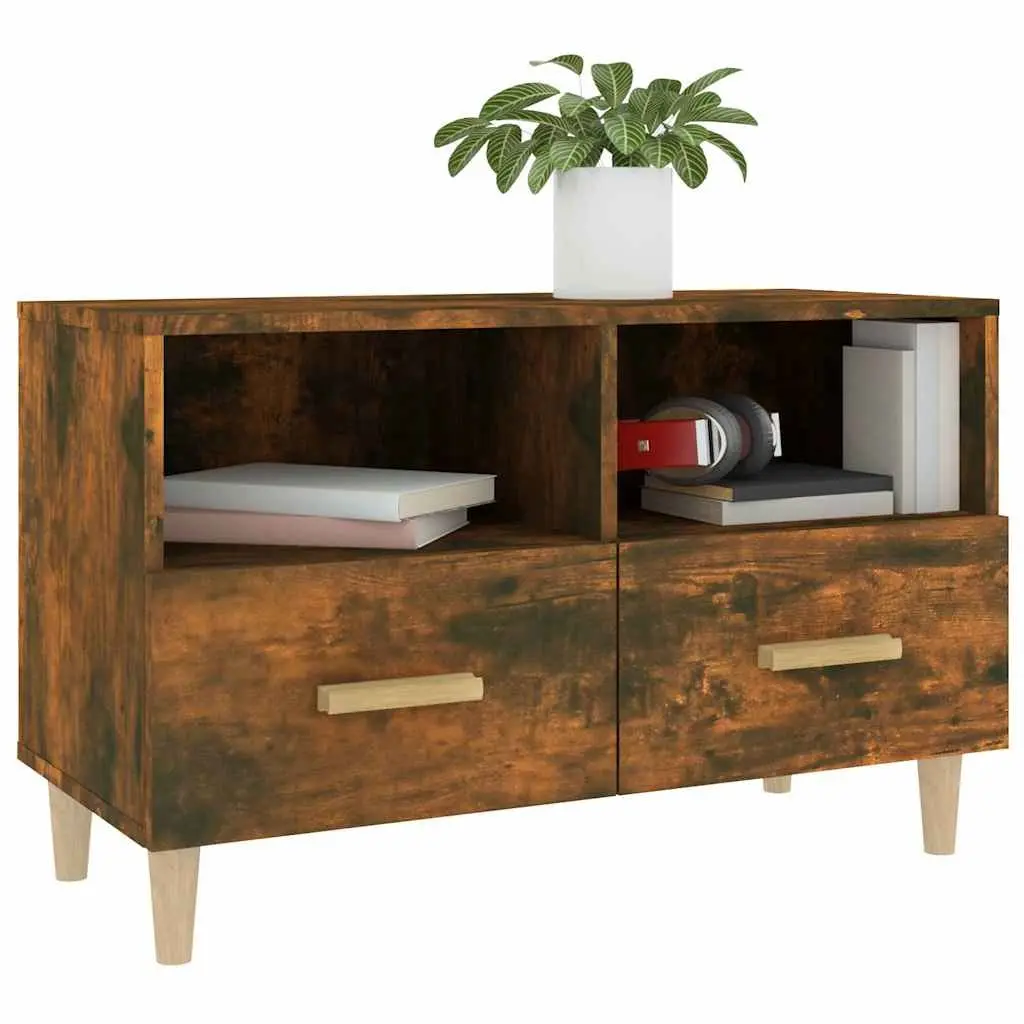 TV Cabinet Living Room Engineered Wood Smoked Oak 80x36x50cm