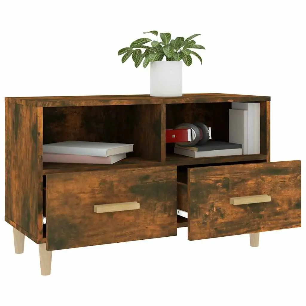 TV Cabinet Living Room Engineered Wood Smoked Oak 80x36x50cm