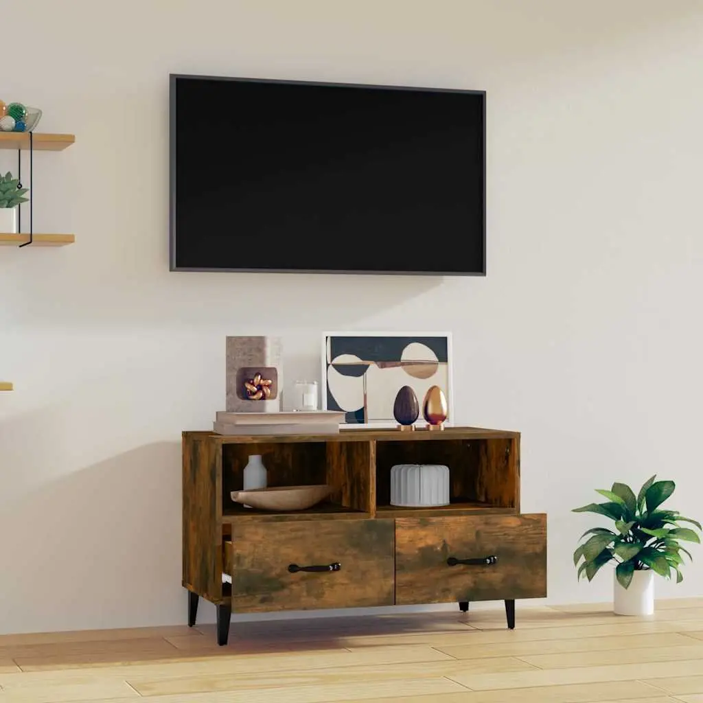 TV Cabinet Media Unit Storage Drawers Brown Living Room 80 x 36 x 50 cm