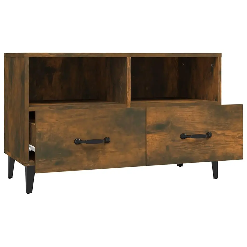 TV Cabinet Media Unit Storage Drawers Brown Living Room 80 x 36 x 50 cm