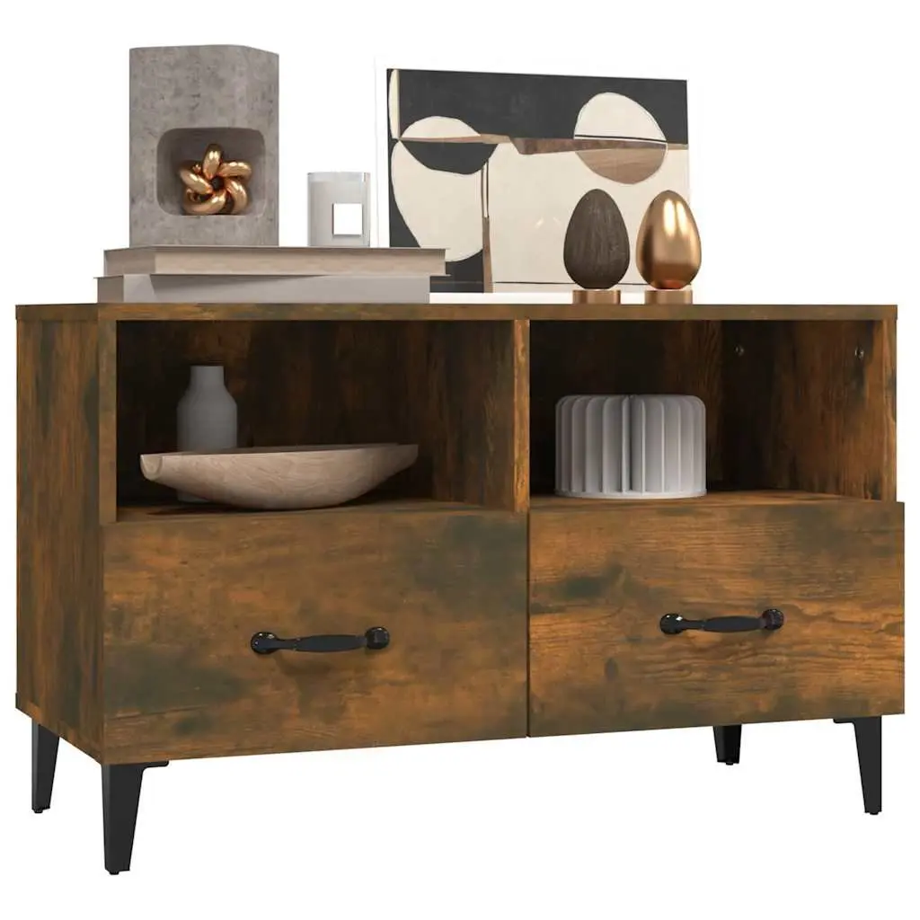 TV Cabinet Media Unit Storage Drawers Brown Living Room 80 x 36 x 50 cm