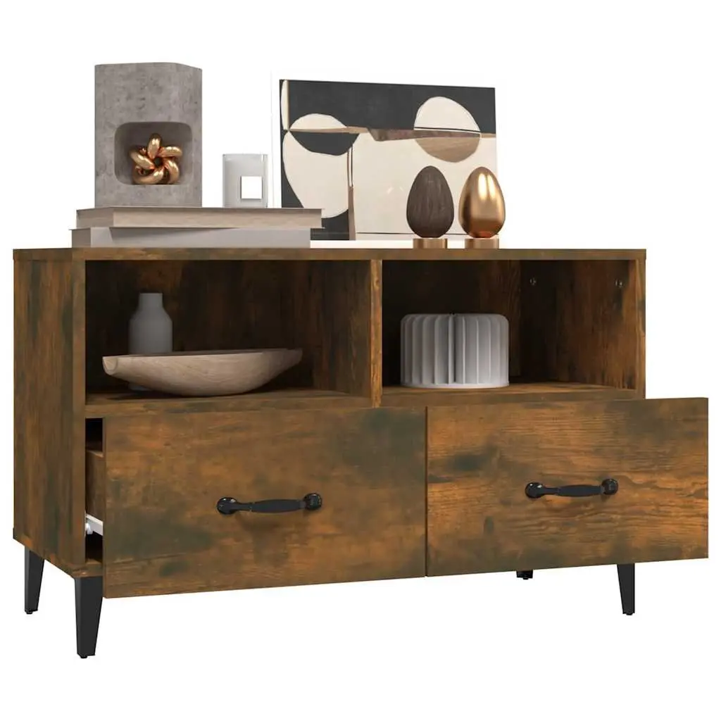 TV Cabinet Media Unit Storage Drawers Brown Living Room 80 x 36 x 50 cm