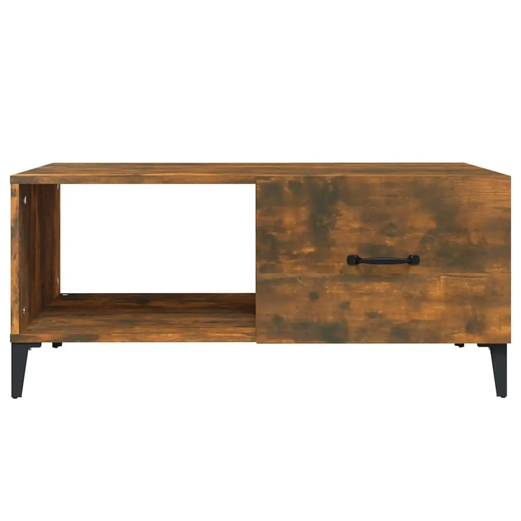 Coffee Table Modern Storage Accent Furniture Smoked Oak Engineered Wood Design