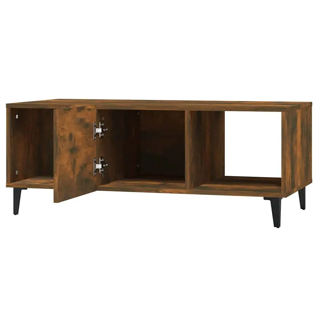 Coffee Table Living Room Brown Engineered Wood with Storage Compartments