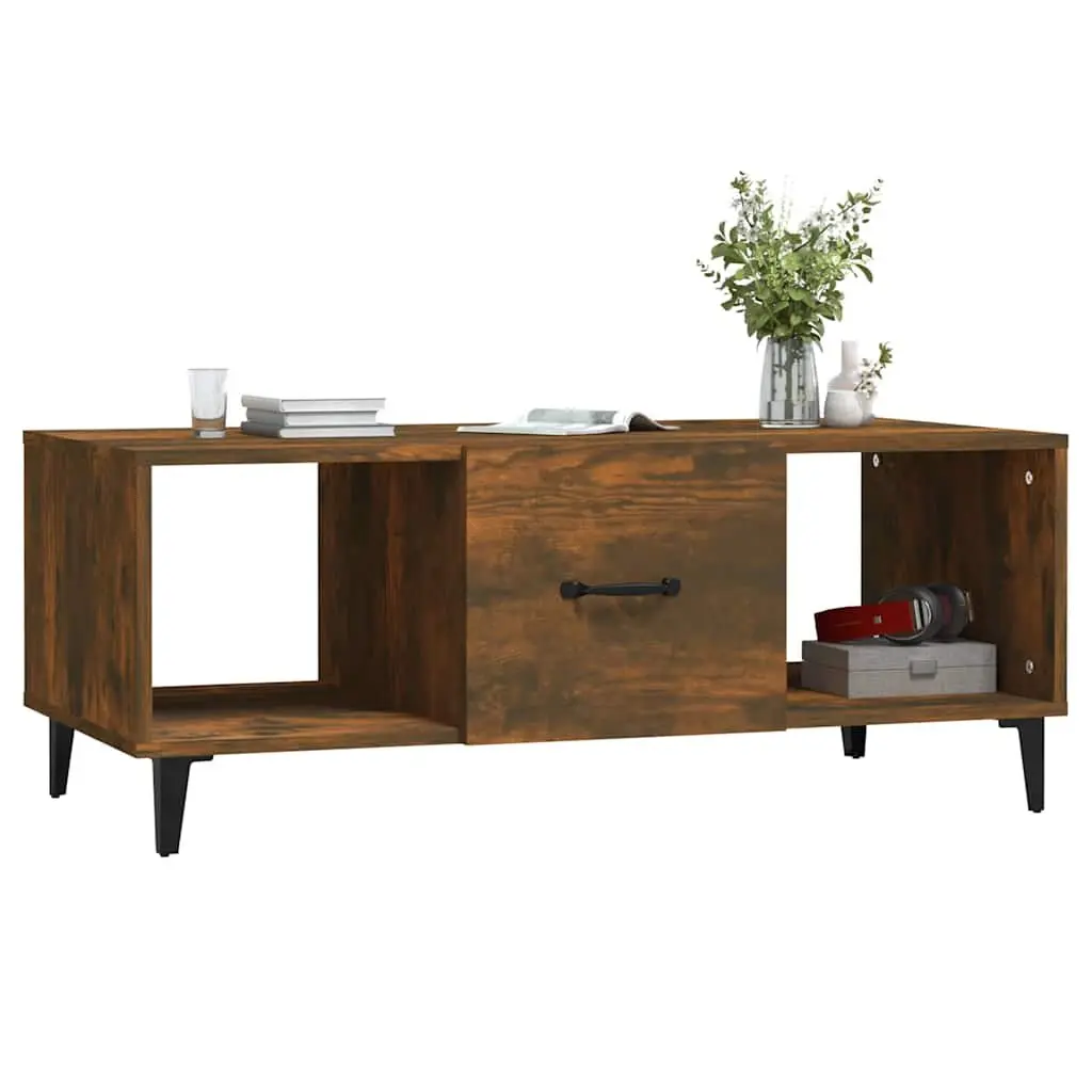 Coffee Table Living Room Brown Engineered Wood with Storage Compartments