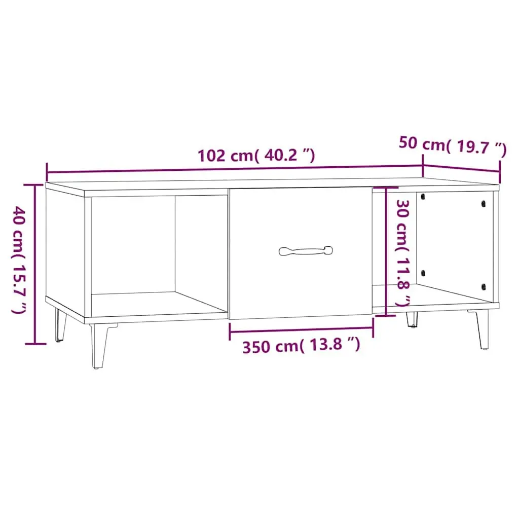 Coffee Table Living Room Brown Engineered Wood with Storage Compartments