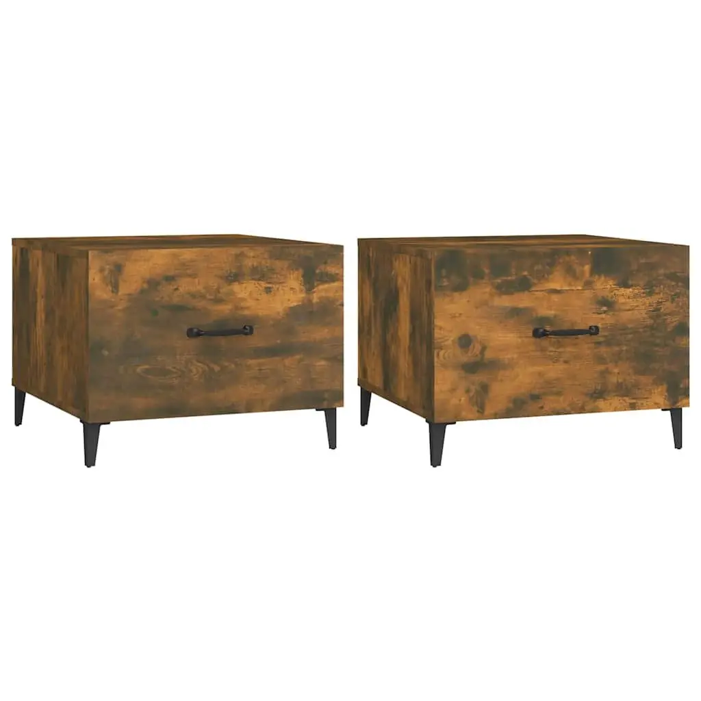 Coffee Tables Set of 2 for Living Room Brown 50 x 50 x 40 cm Engineered Wood with Metal Legs