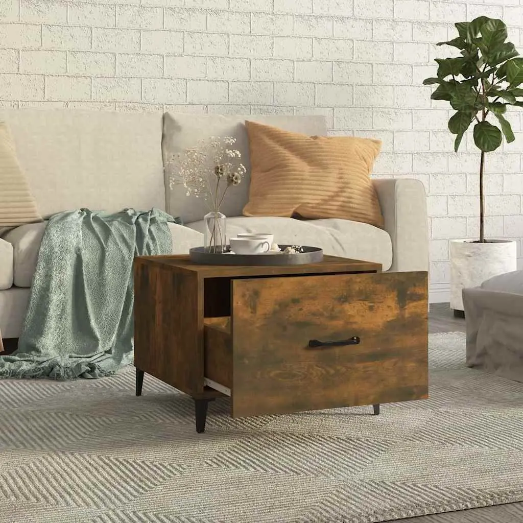 Coffee Tables Set of 2 for Living Room Brown 50 x 50 x 40 cm Engineered Wood with Metal Legs