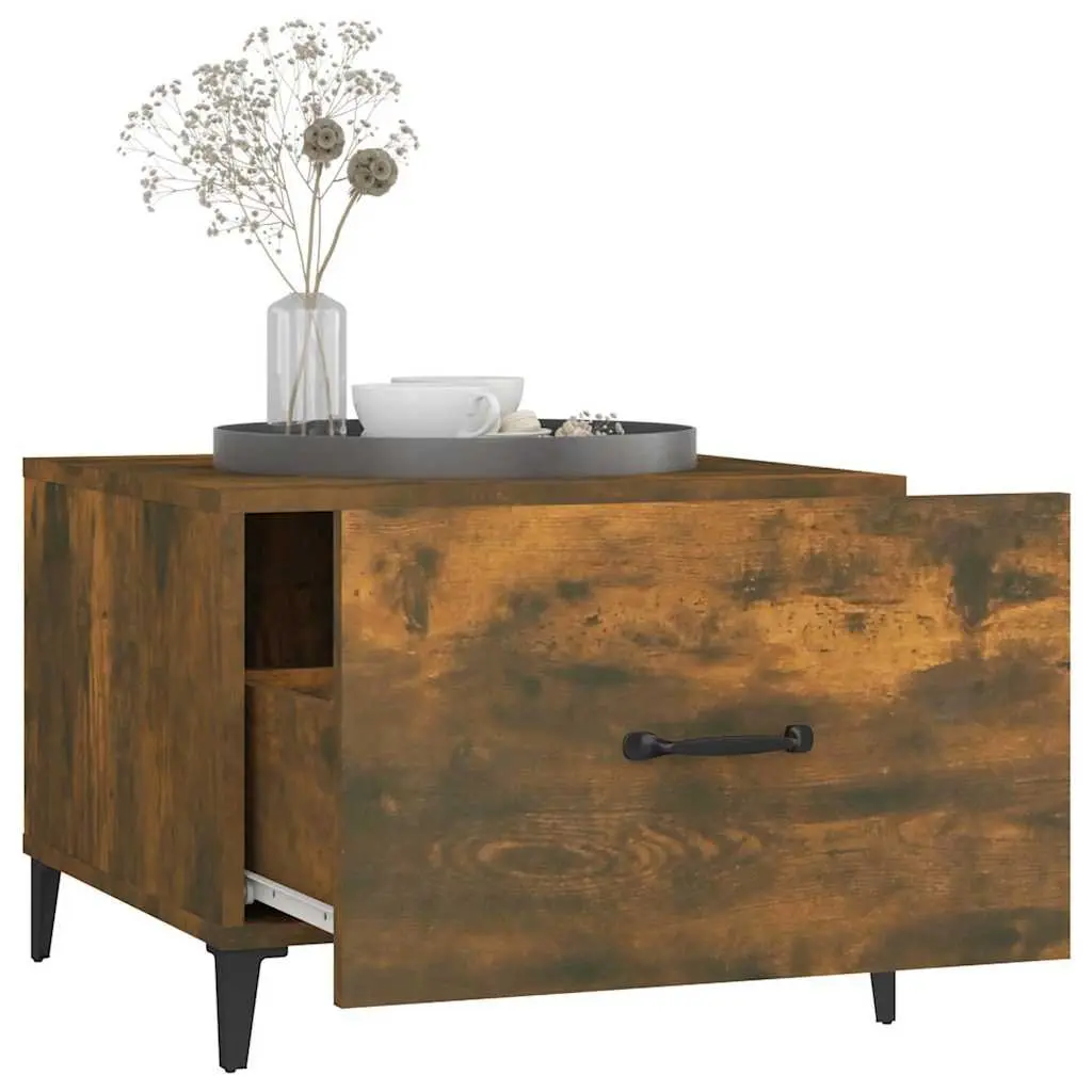 Coffee Tables Set of 2 for Living Room Brown 50 x 50 x 40 cm Engineered Wood with Metal Legs