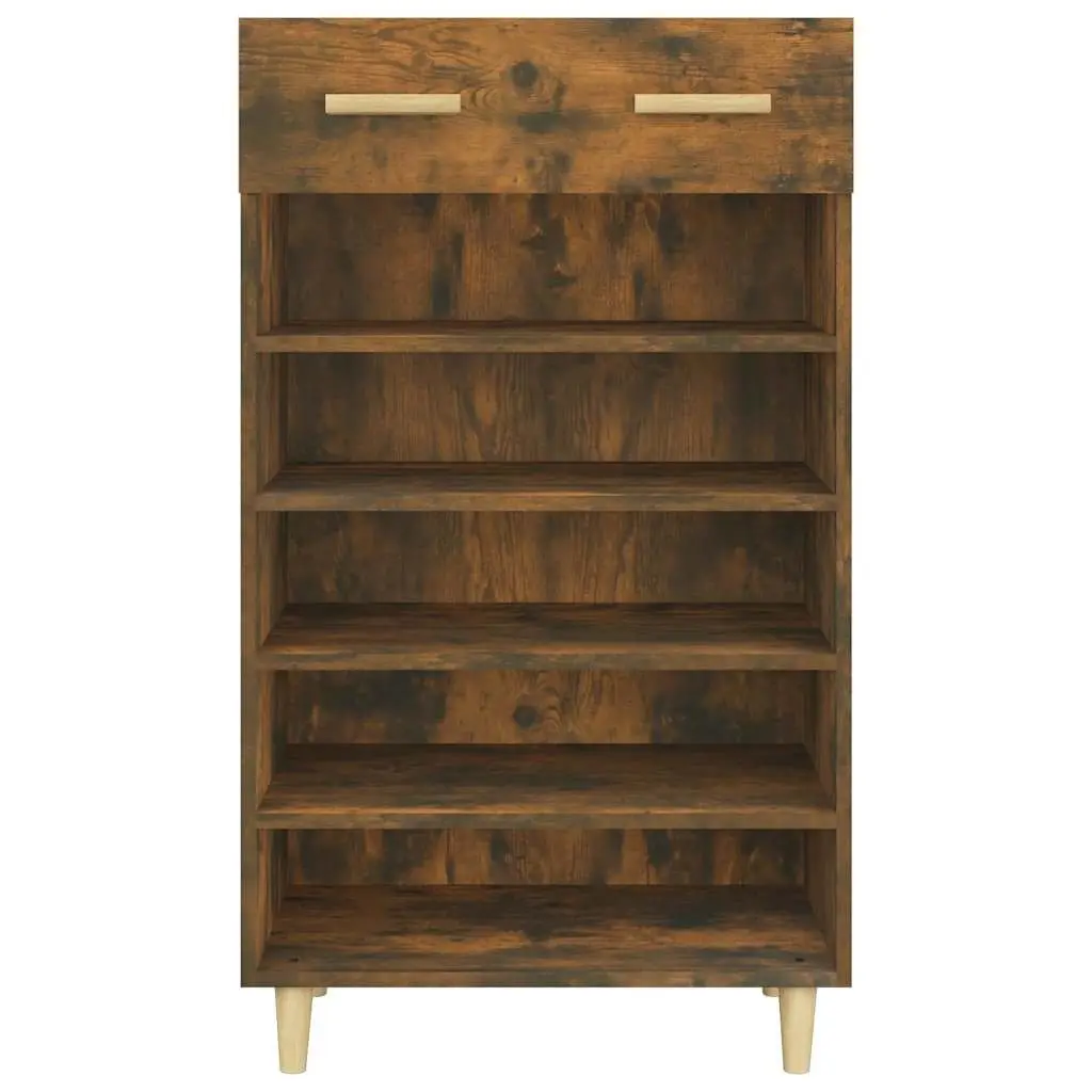 Shoe Storage Cabinet Engineered Wood Brown 5 Compartments and Drawer