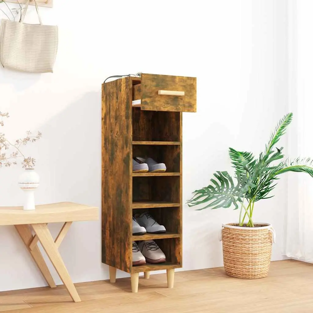Shoe Cabinet Storage Organiser for Hallway Bedroom 30 x 35 x 105 cm Brown Engineered Wood