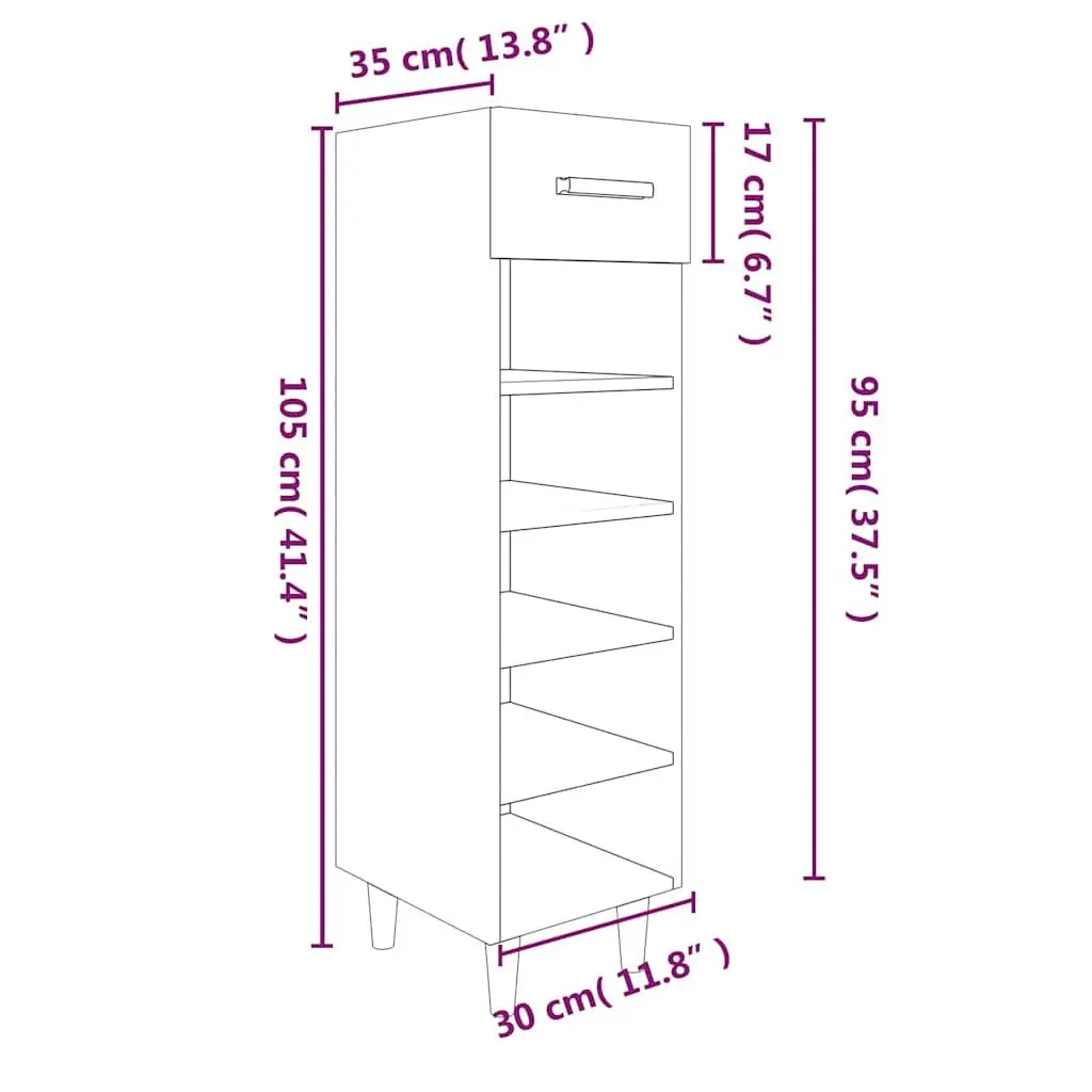 Shoe Cabinet Storage Organiser for Hallway Bedroom 30 x 35 x 105 cm Brown Engineered Wood