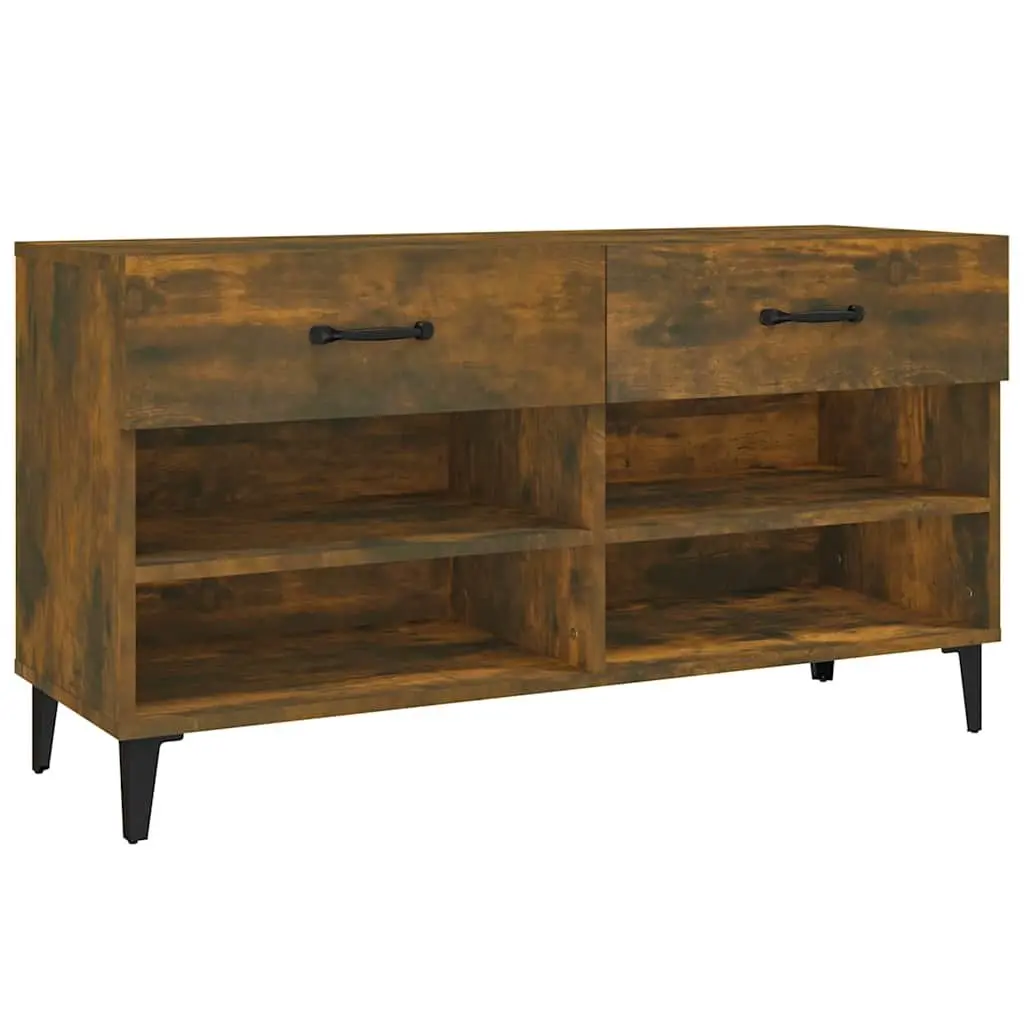 Shoe Cabinet for Home 102x35x55 cm Brown with 2 Drawers and 4 Compartments