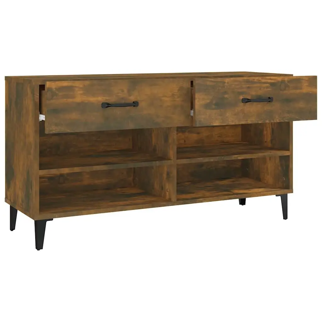 Shoe Cabinet for Home 102x35x55 cm Brown with 2 Drawers and 4 Compartments