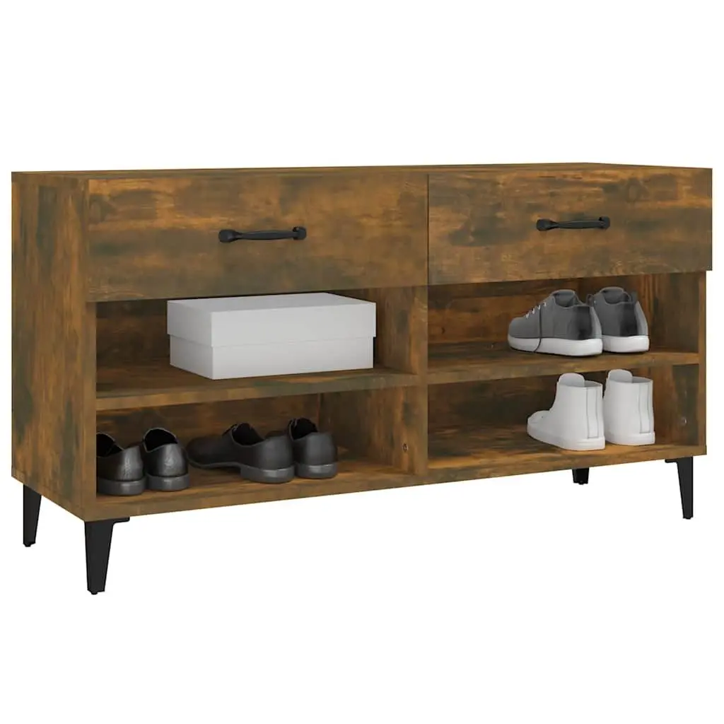 Shoe Cabinet for Home 102x35x55 cm Brown with 2 Drawers and 4 Compartments