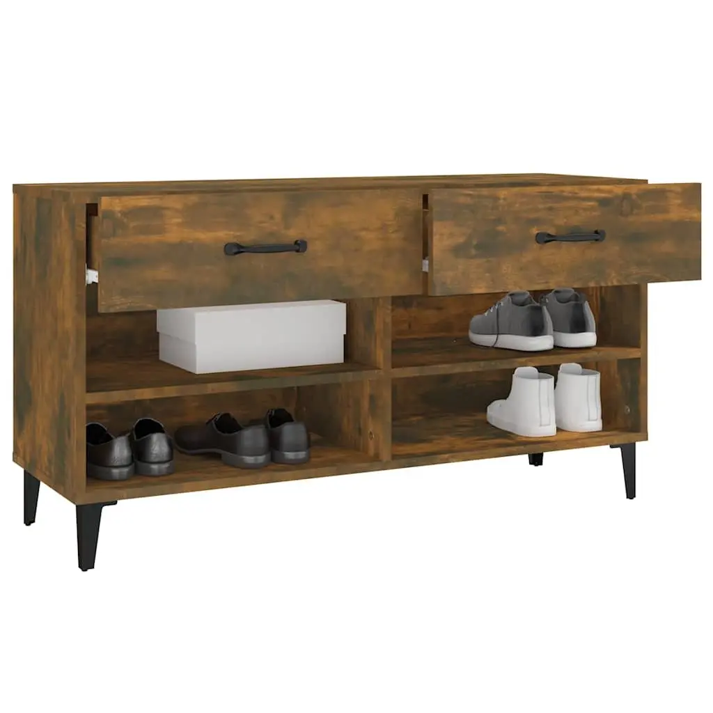 Shoe Cabinet for Home 102x35x55 cm Brown with 2 Drawers and 4 Compartments