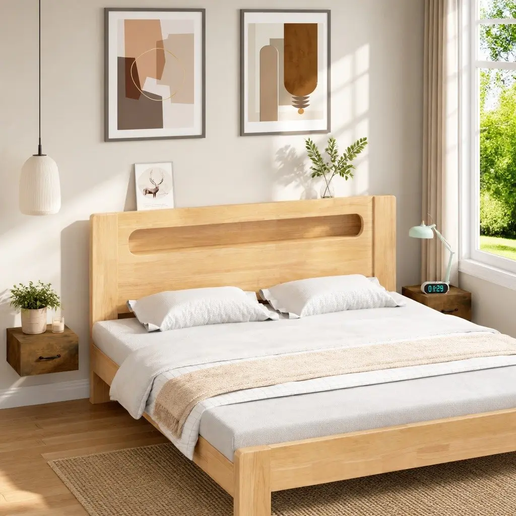Wall-mounted Bedside Cabinet 2 pcs Brown Floating Storage Bedroom Nightstand
