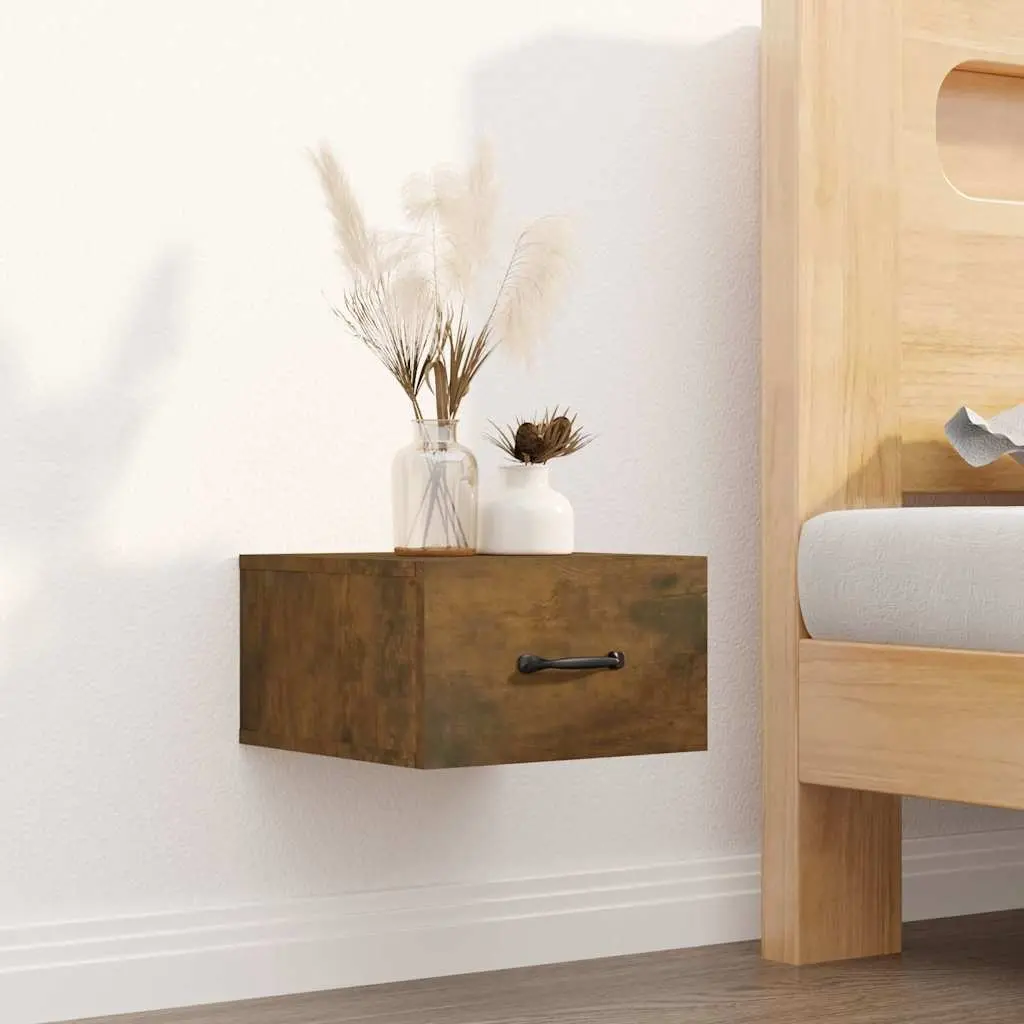 Wall-mounted Bedside Cabinet 2 pcs Brown Floating Storage Bedroom Nightstand
