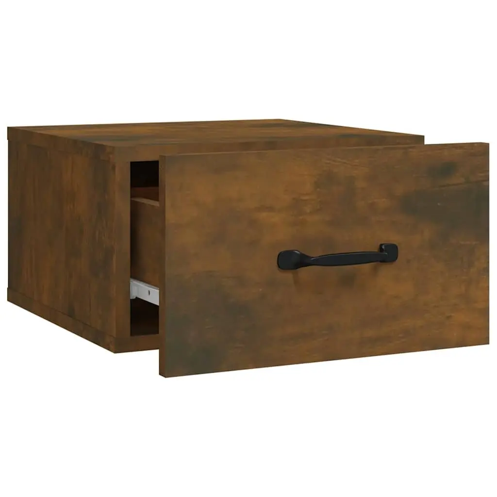 Wall-mounted Bedside Cabinet 2 pcs Brown Floating Storage Bedroom Nightstand
