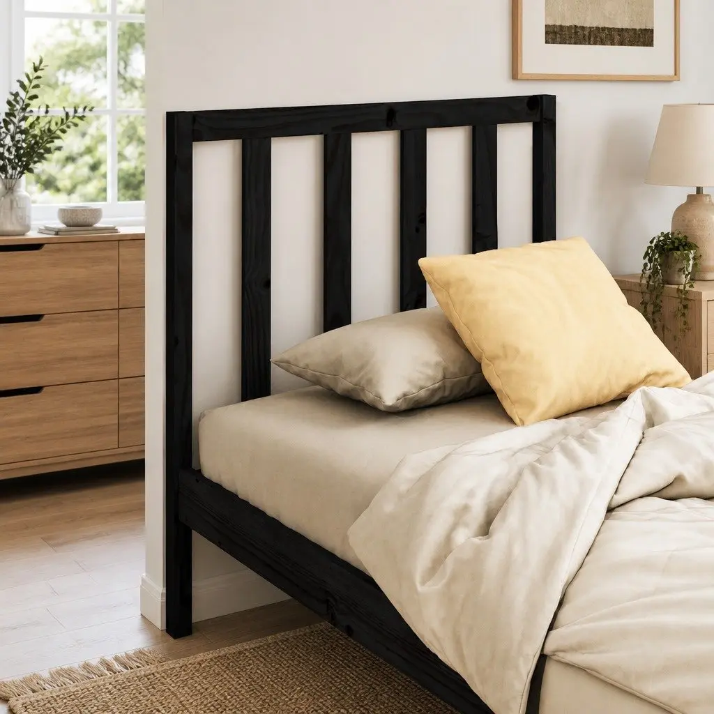 96cm Black Pine Bed Headboard